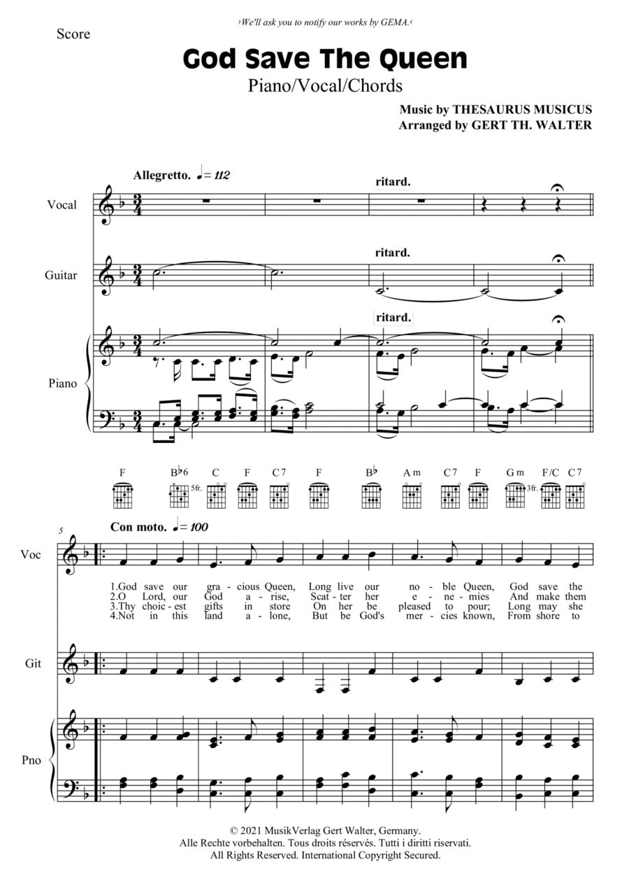 God Save The Queen (arr. Gert Th. Walter)