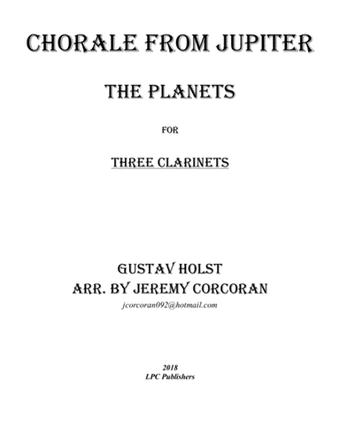 Chorale from Jupiter for Clarinet Trio (arr. Jeremy Corcoran)