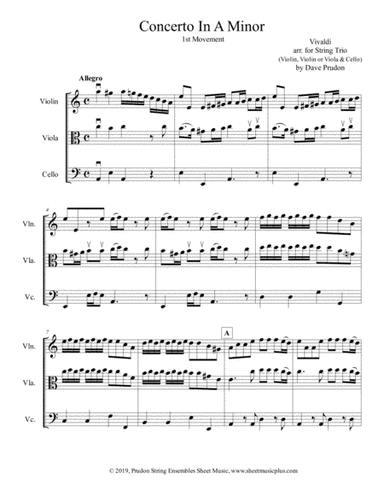 Vivaldi Concerto in A Minor, 1st mvt. for String Trio (arr. Dave Prudon)