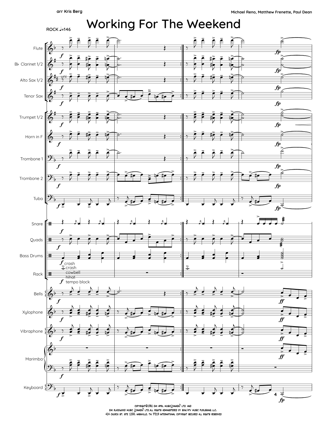 Working For The Weekend (arr. Kris Berg)
