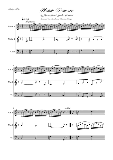Plaisir d'amour "Pleasures of Love" for 2 Violins & Cello (arr. Dandenong Ranges Strings)