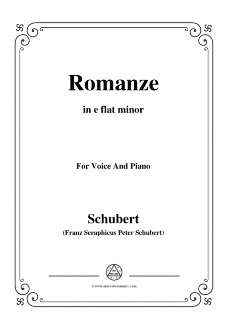 Schubert-Romanze,from'the opera Der haüsliche Krieg',in e flat minor,for Voice&Piano (arr. MSM)