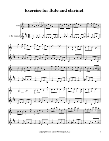 Exercise for flute and clarinet