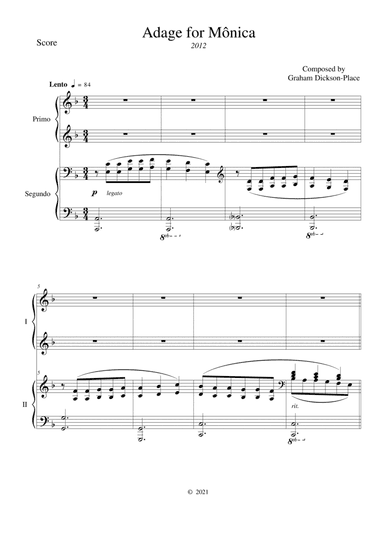 Adage for Mônica - An original piano duet composed by Graham Dickson-Place