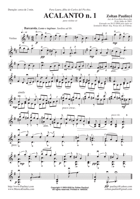 Acalanto n.1 for solo violin