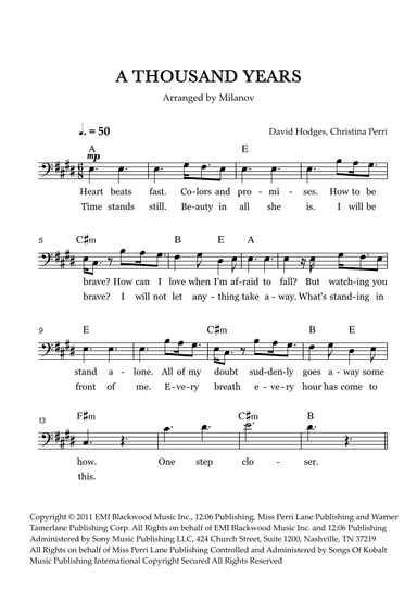 A Thousand Years (arr. Milanov)