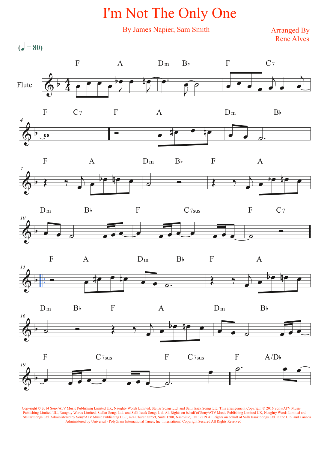 I'm Not The Only One (arr. Rene Alves)