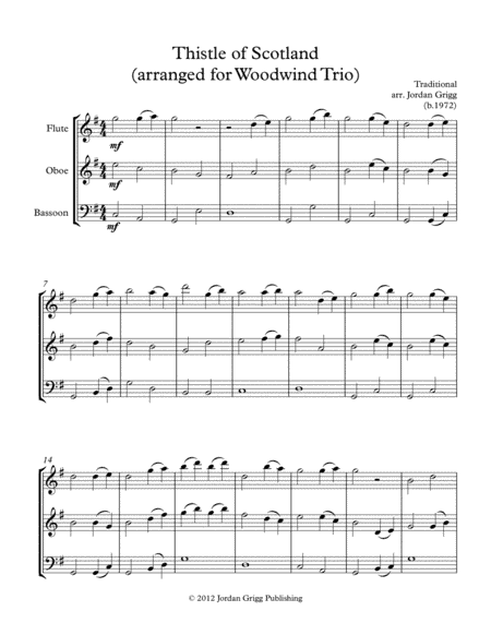 Thistle of Scotland (arranged for Woodwind Trio) (arr. Jordan Grigg)