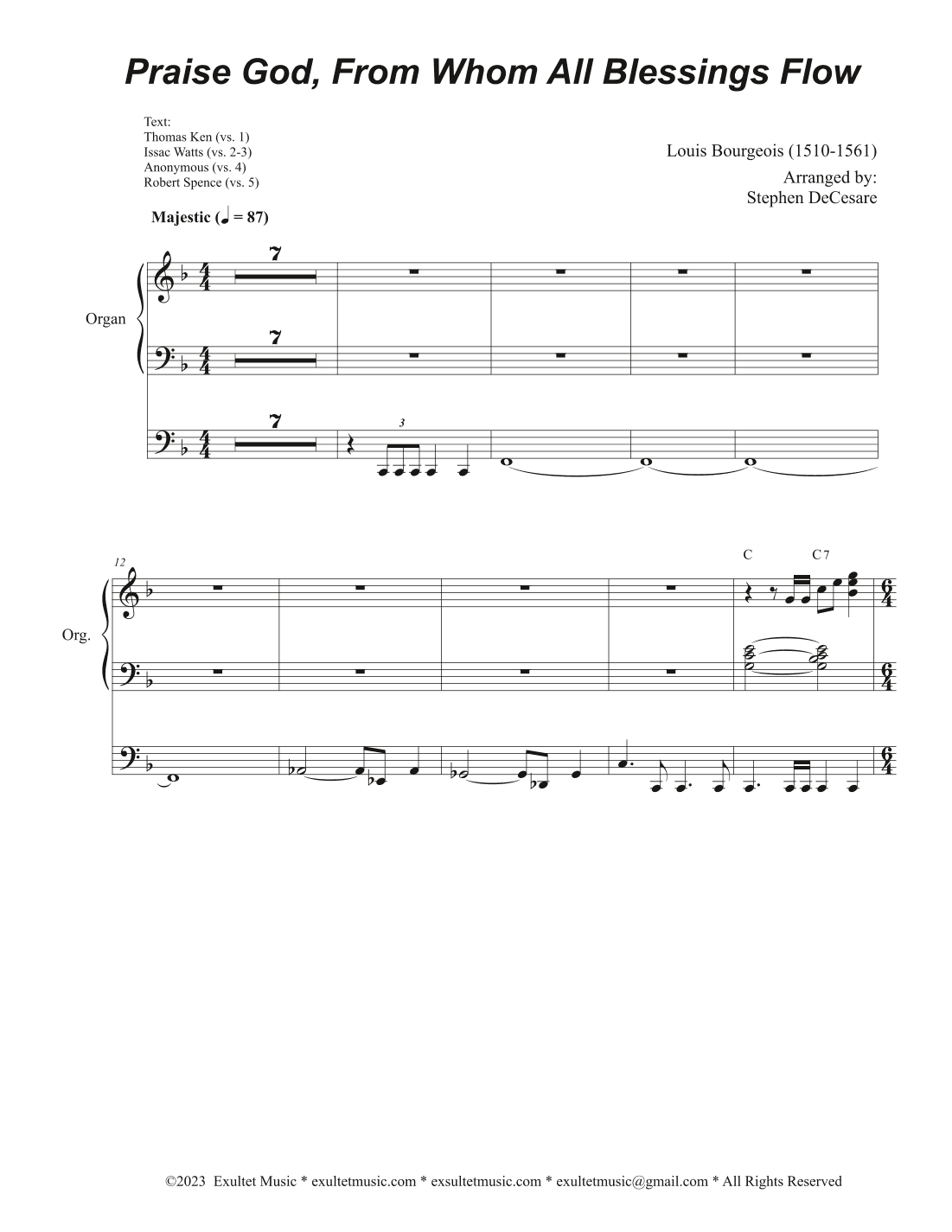 Praise God, From Whom All Blessings Flow (Duet for Soprano and Alto solo) (Choir/Vocal) (arr. Stephen DeCesare)
