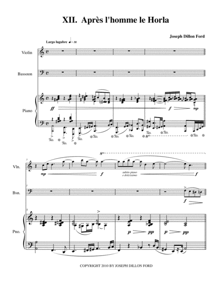 Après l'Homme le Horla - for violin, bassoon and piano