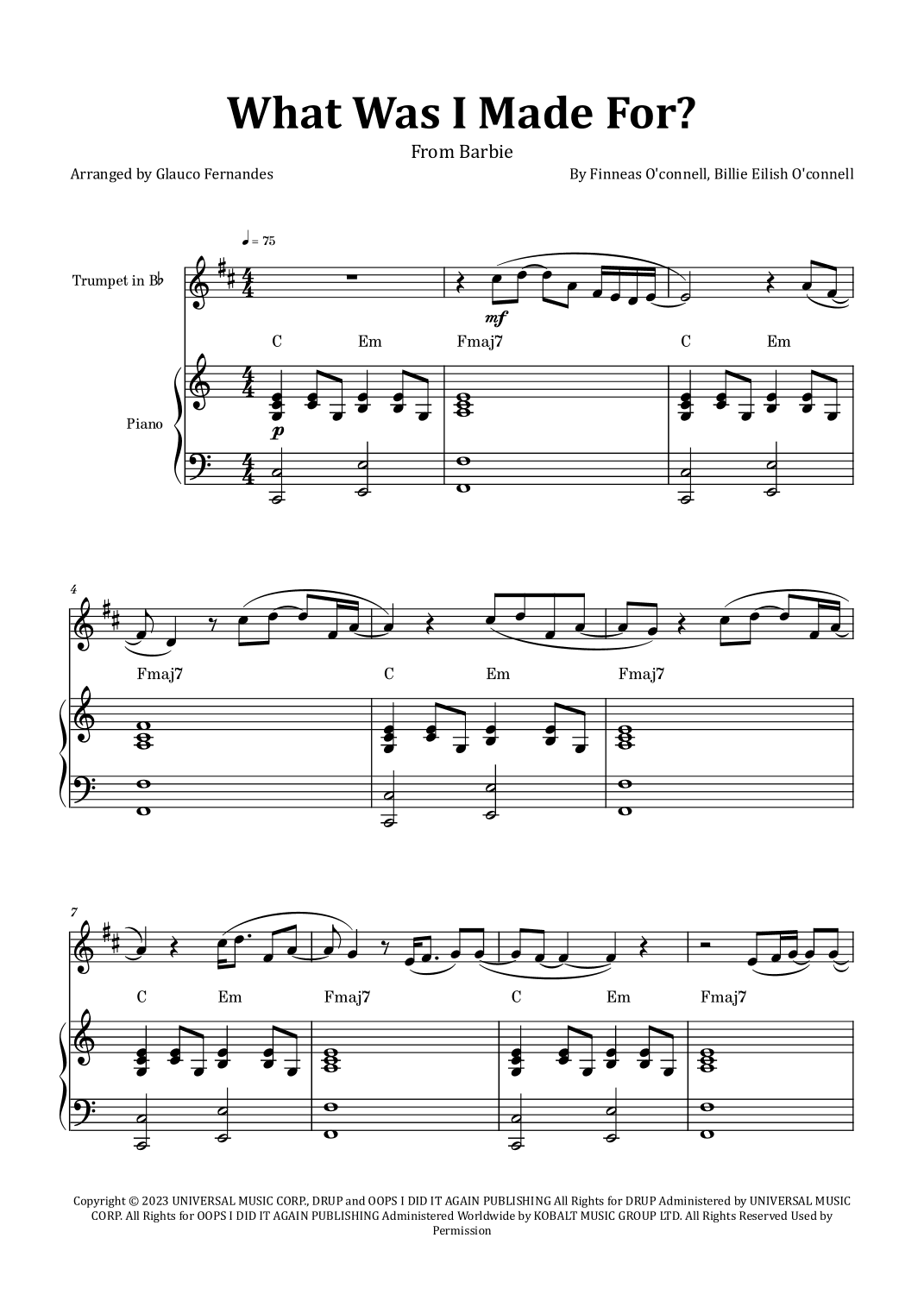 What Was I Made For? (arr. Glauco Fernandes)