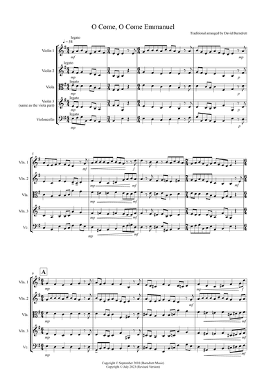O Come, O Come Emmanuel for String Quartet (arr. David Burndrett)