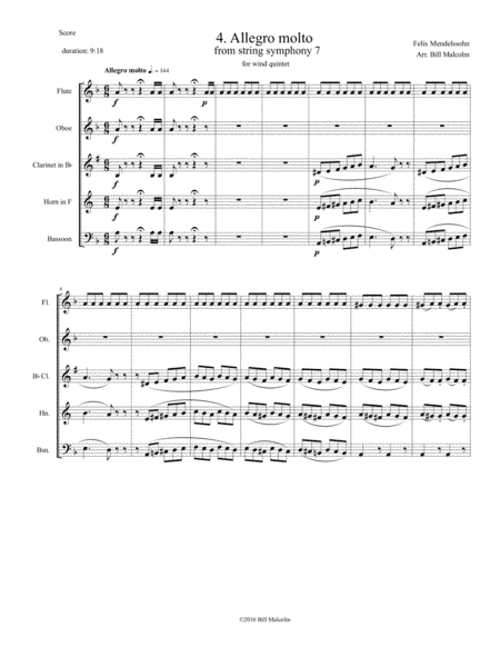 Allegro Molto from String Symphony 7 (arr. Bill Malcolm)