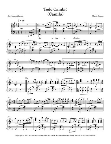 Todo Cambio (arr. Marco Galvan)