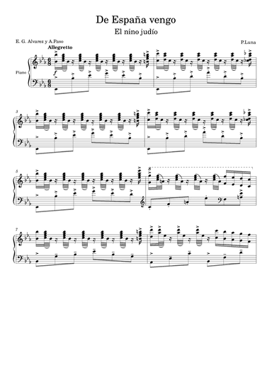 De España vengo (E-flat major) (from "El niño judio") (arr. Vladyslav Panfilenko)