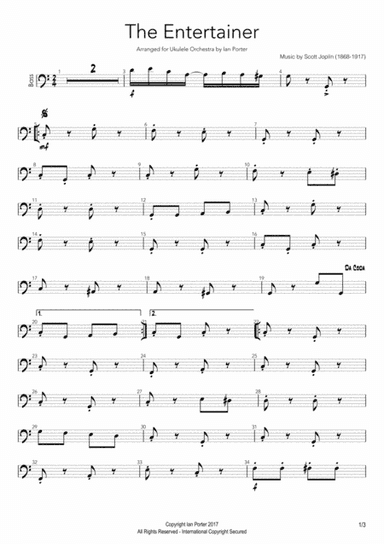 The Entertainer - Ukulele Ensemble (arr. Ian Porter)