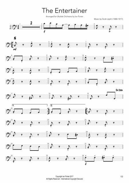 The Entertainer - Ukulele Ensemble (arr. Ian Porter)