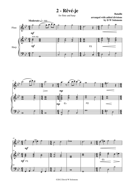 Variations on Rêvé-je for flute and harp (arr. David Warin Solomons)