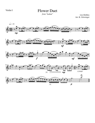 Flower Duet from "Lakmé" (Delibes) String Quartet (arr. Kathryn Griesinger)