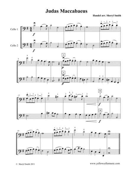 Theme from Judas Maccabaeus for Two Cellos (cello duet) (arr. Yellow Cello Music)