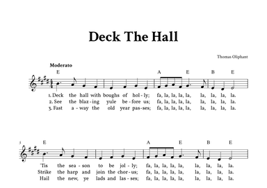 Deck The Hall - Lead Sheet (E Major - Easy Traditional) (arr. Yuri Noronha)