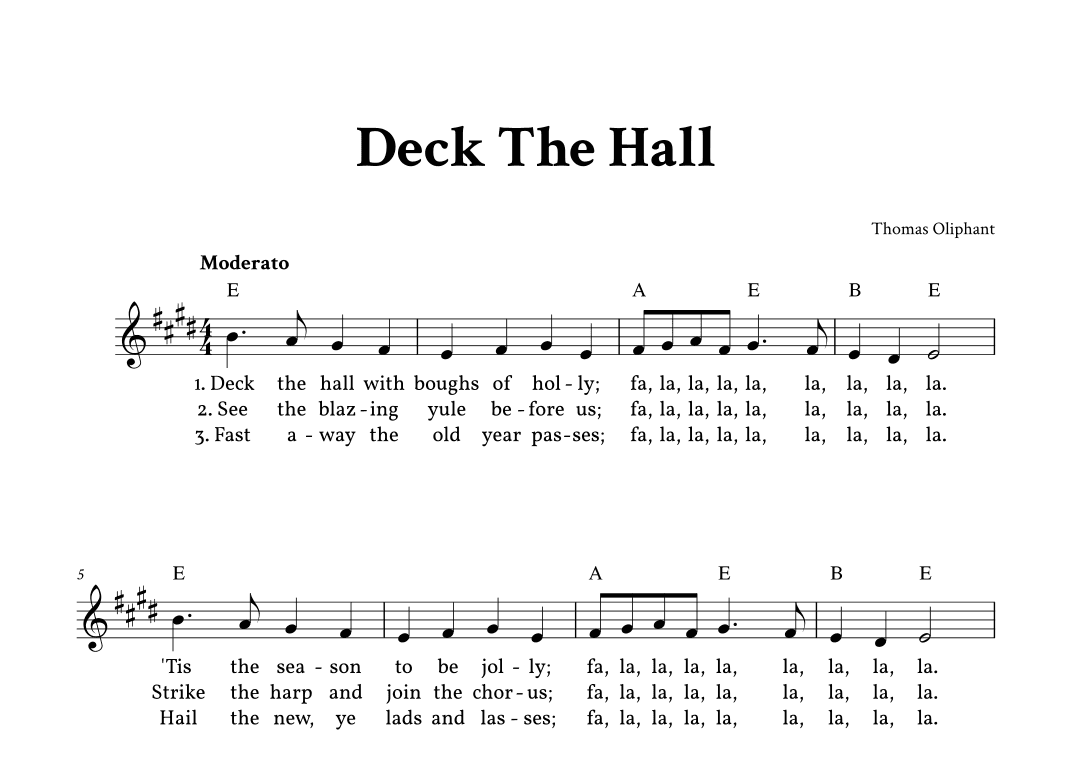 Deck The Hall - Lead Sheet (E Major - Easy Traditional) (arr. Yuri Noronha)