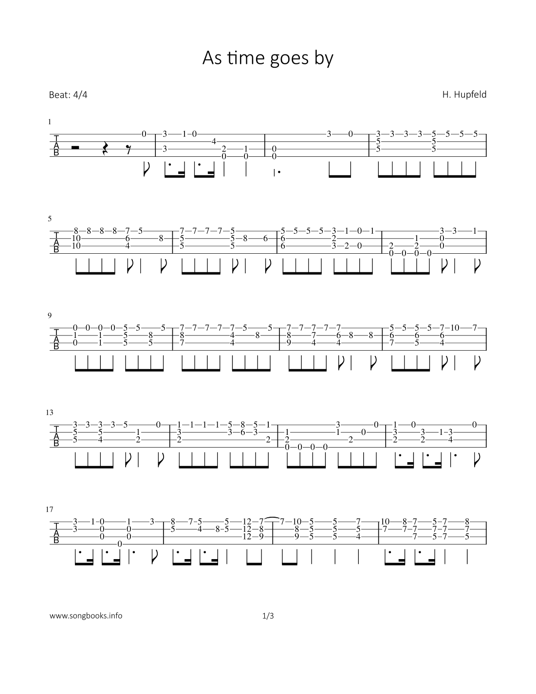 As time goes by (arr. Bettina Schipp)