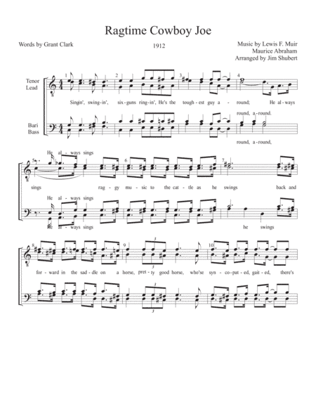 Rag-Time Cowboy Joe (arr. Arranged by Jim Shubert)