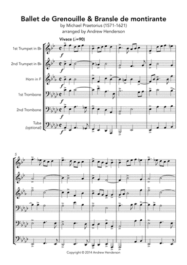 Ballet de Grenouille & Bransle de montirante (brass quintet with optional tuba) (arr. Andrew Henderson)