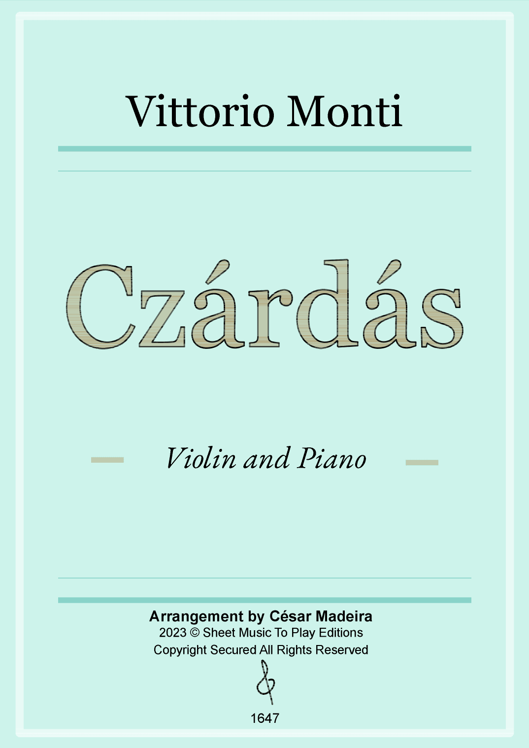 Czardas - Violin and Piano (Full Score and Parts) (arr. César Madeira)