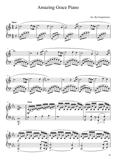 Amazing Grace Piano (arr. camprinxinx)