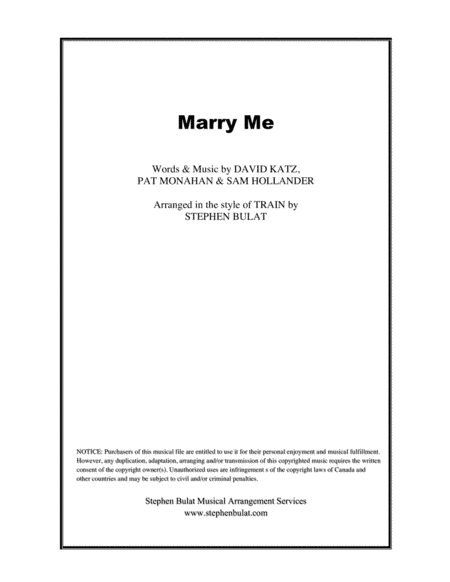 Marry Me (arr. Stephen Bulat)