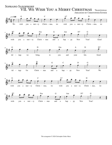 We Wish You a Merry Christmas for Soprano Saxophone (arr. Christopher Esther)