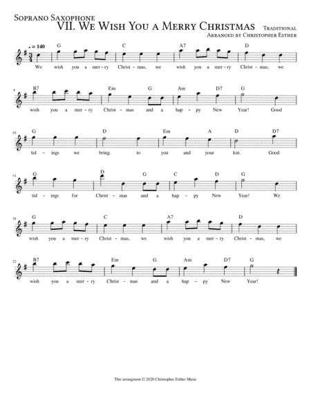 We Wish You a Merry Christmas for Soprano Saxophone (arr. Christopher Esther)