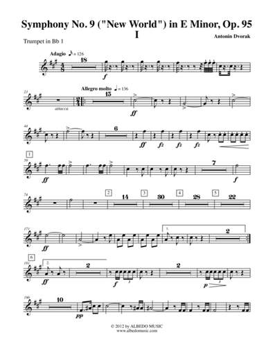 Dvorak Symphony No. 9, New World, Movement I - Trumpet in Bb 1 (Transposed Part), Op.95 (arr. Doug Clyde)