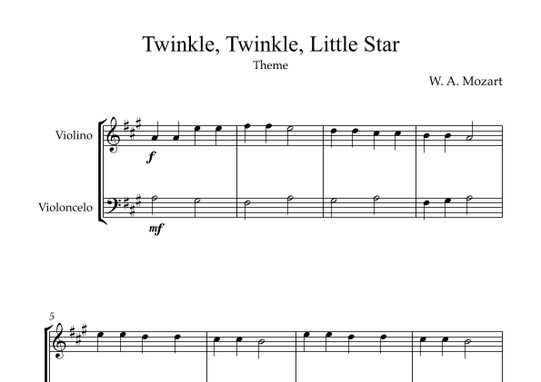 Twinkle, Twinkle, Little Star | For Violin & Cello (arr. Karen Rodrigues da Rocha)