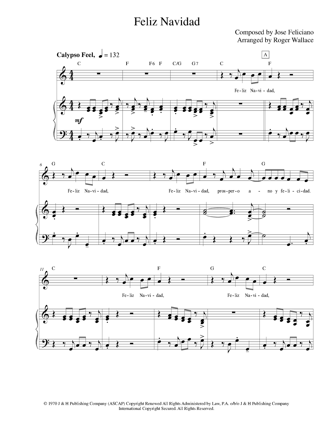 Feliz Navidad (arr. Roger Wallace)
