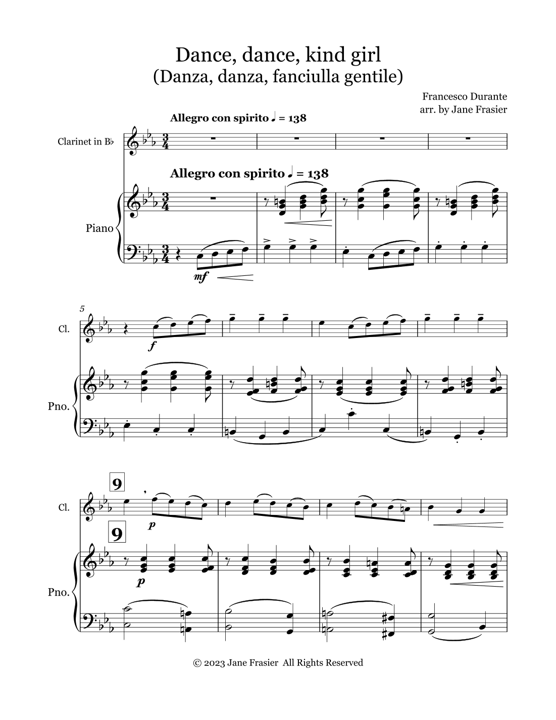Dance, dance, kind girl (arr. Jane Frasier)