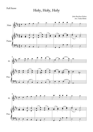 Holy, Holy, Holy (Traditional Christian Song) for Flute Solo and Piano Accompaniment (arr. Fabio Britto)