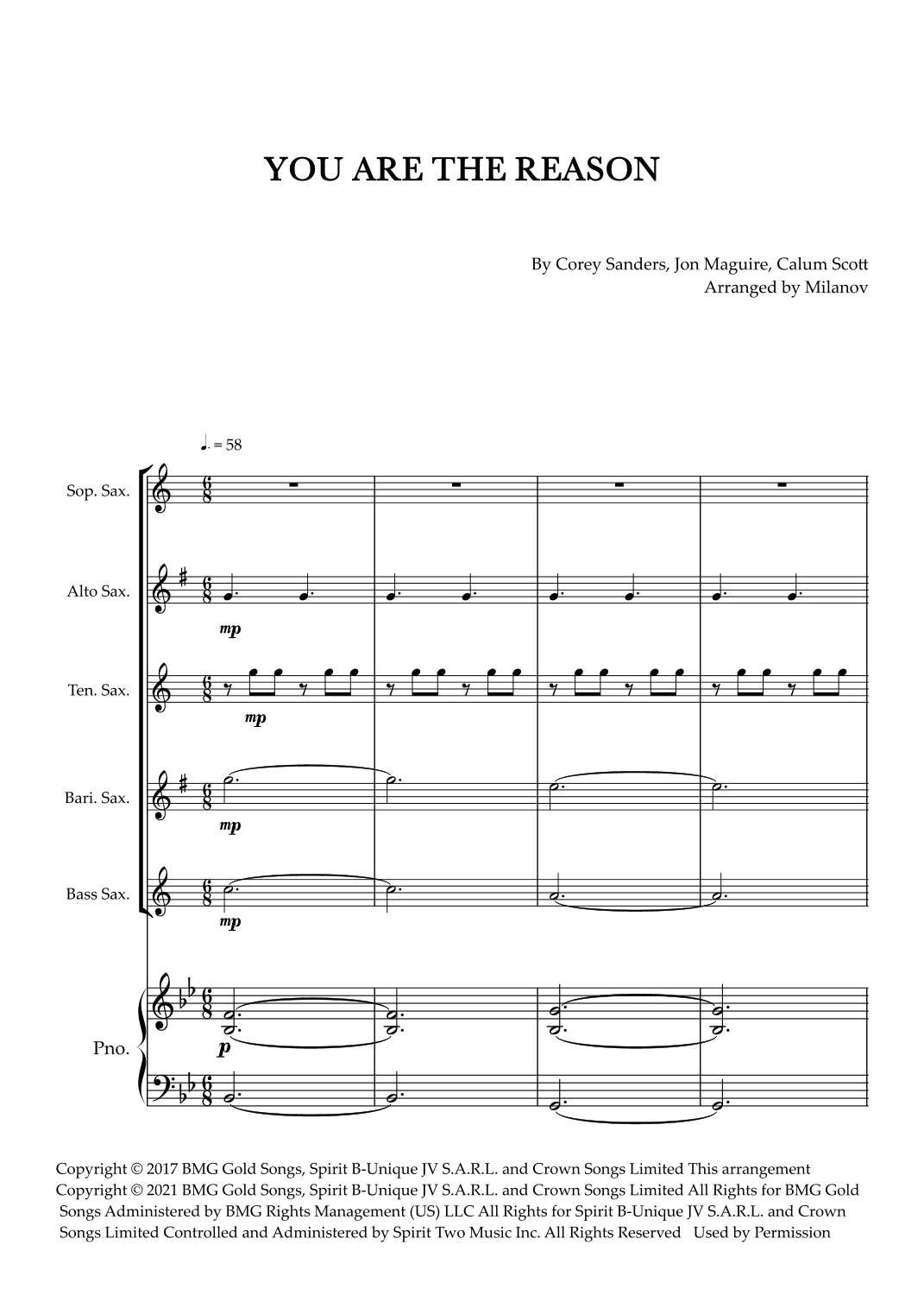 You Are The Reason (arr. Milanov)