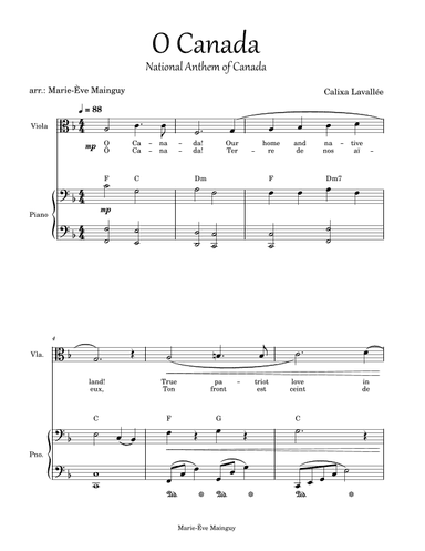 O Canada (arr. Marie-Ève Mainguy)