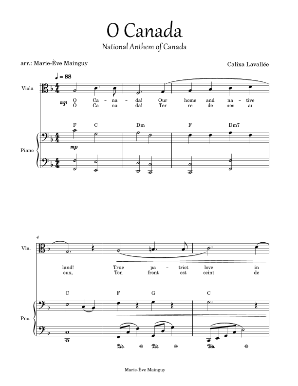 O Canada (arr. Marie-Ève Mainguy)