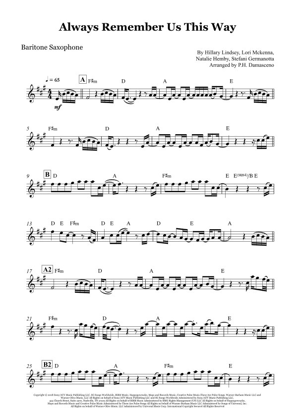 Always Remember Us This Way (arr. P.H. Damasceno)