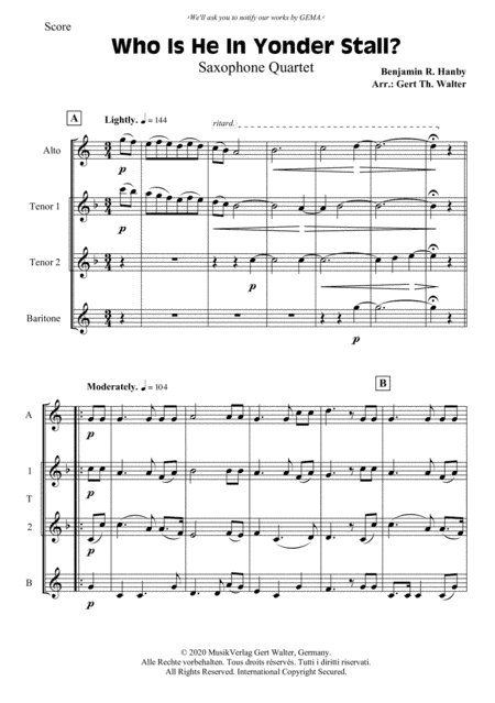 Who Is He In Yonder Stall? (arr. Gert Th. Walter)
