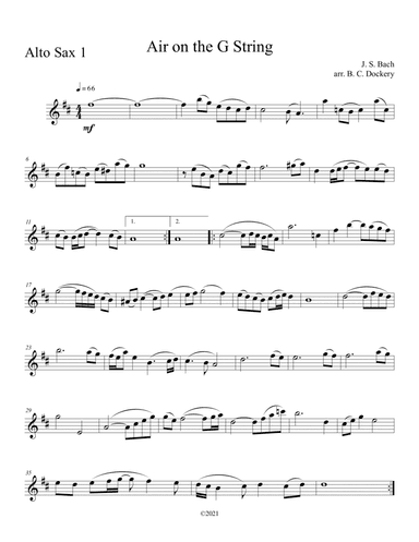 Air on the G String for Alto Sax Duet (arr. B. C. Dockery)