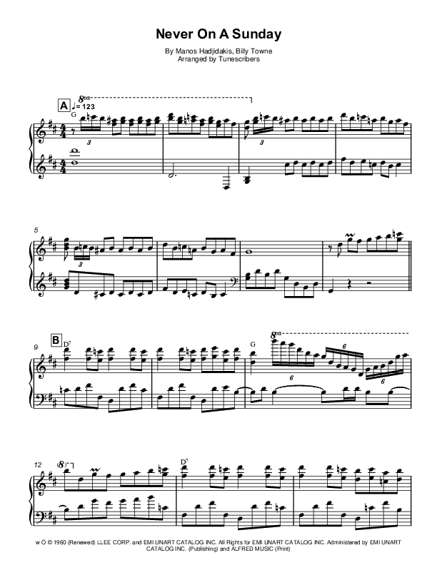 Never On A Sunday (arr. Tunescribers)