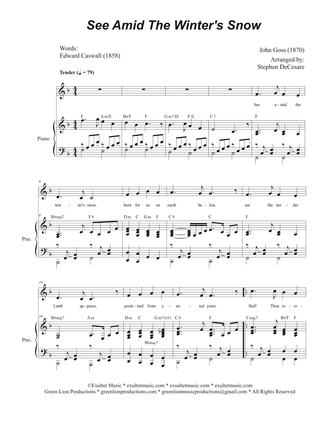 See Amid The Winter's Snow (Vocal solo) (arr. Stephen DeCesare)