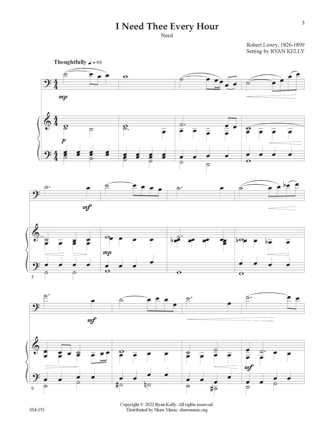 I Need Thee Every Hour (trombone, piano) (arr. Ryan Kelly)