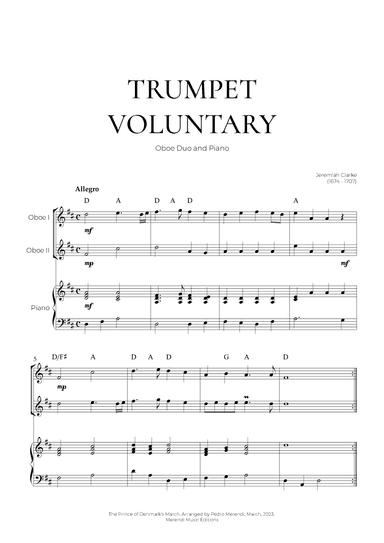 Trumpet Voluntary (Oboe Duo and Piano) - Jeremiah Clarke (arr. Pedro Merendi)