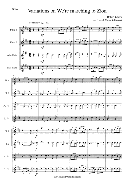 Variations on We're Marching to Zion for flute quartet (arr. David Warin Solomons)